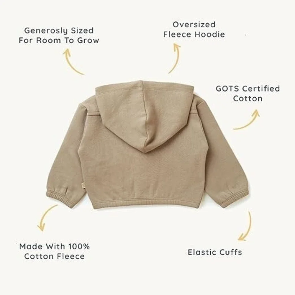 MAKEMAKE Toddler Baby Certified Organic Cotton Fleece Sweatshirt Mocha Size 0-3M